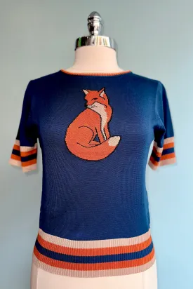 Foxy Knit Pullover Sweater in Blue by Voodoo Vixen