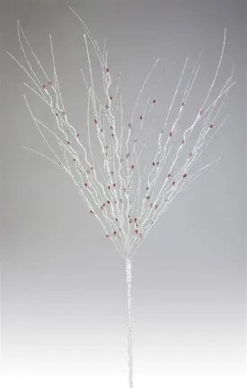 32" Glittered Birch Twig Spray with Red Berries