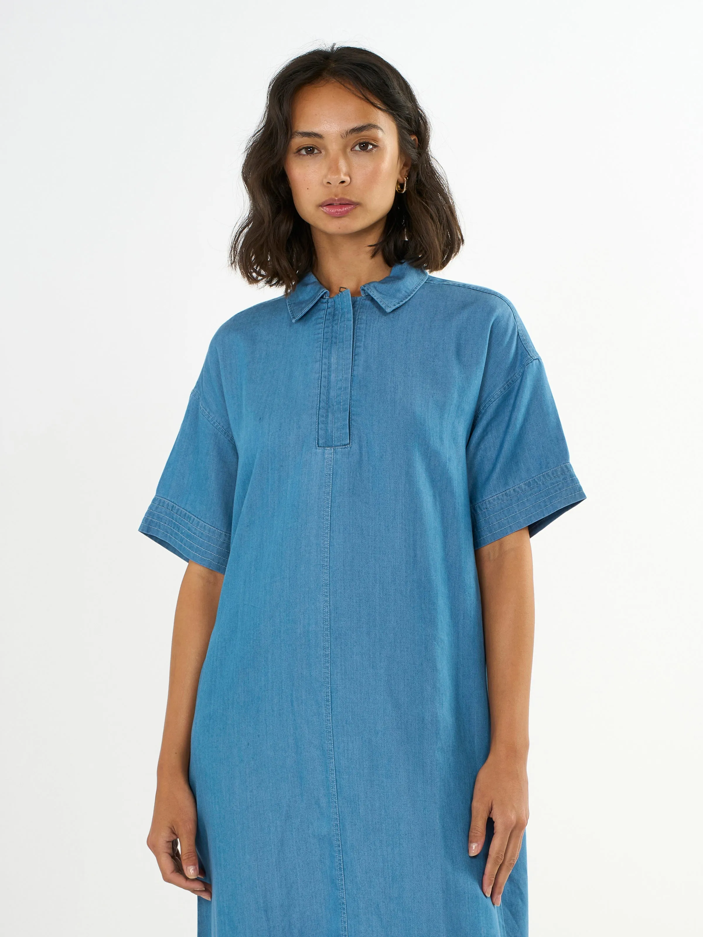 A-shape denim Tencel™ dress - Vintage Indigo