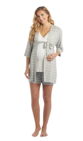 Adaline 3-Piece Heather Grey Stripe