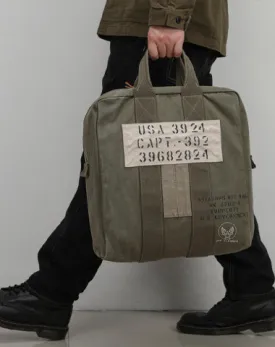 Army Green Canvas Mens Pilot Handbag Canvas WWII Bag Canvas Army Vertical Weekender Bag Travel Bag for Men