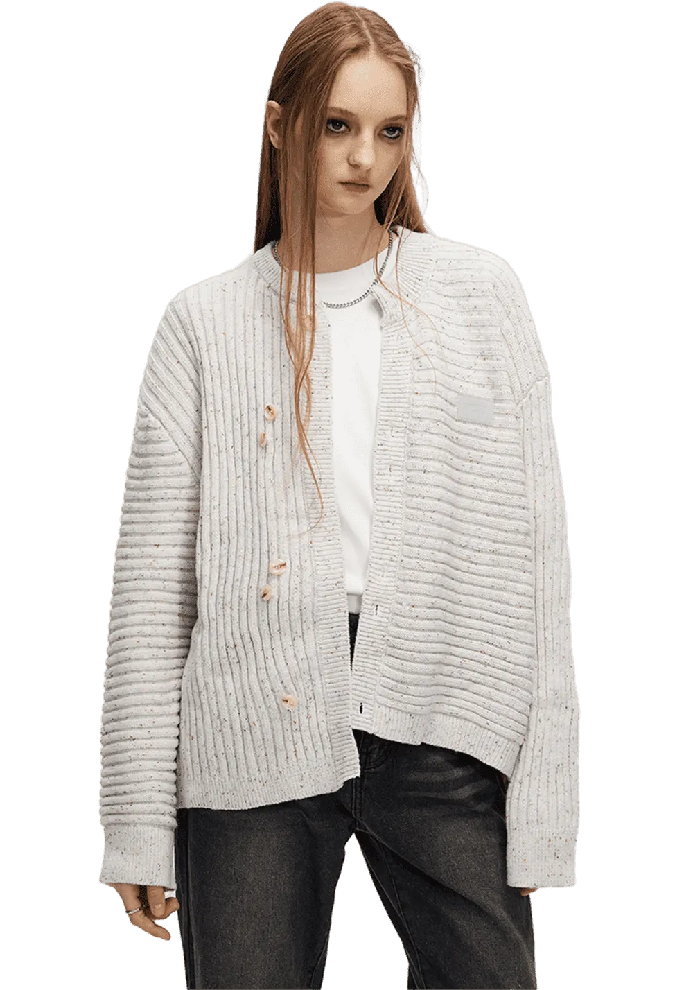 Asymmetric Wool Textured Knitted Jacket