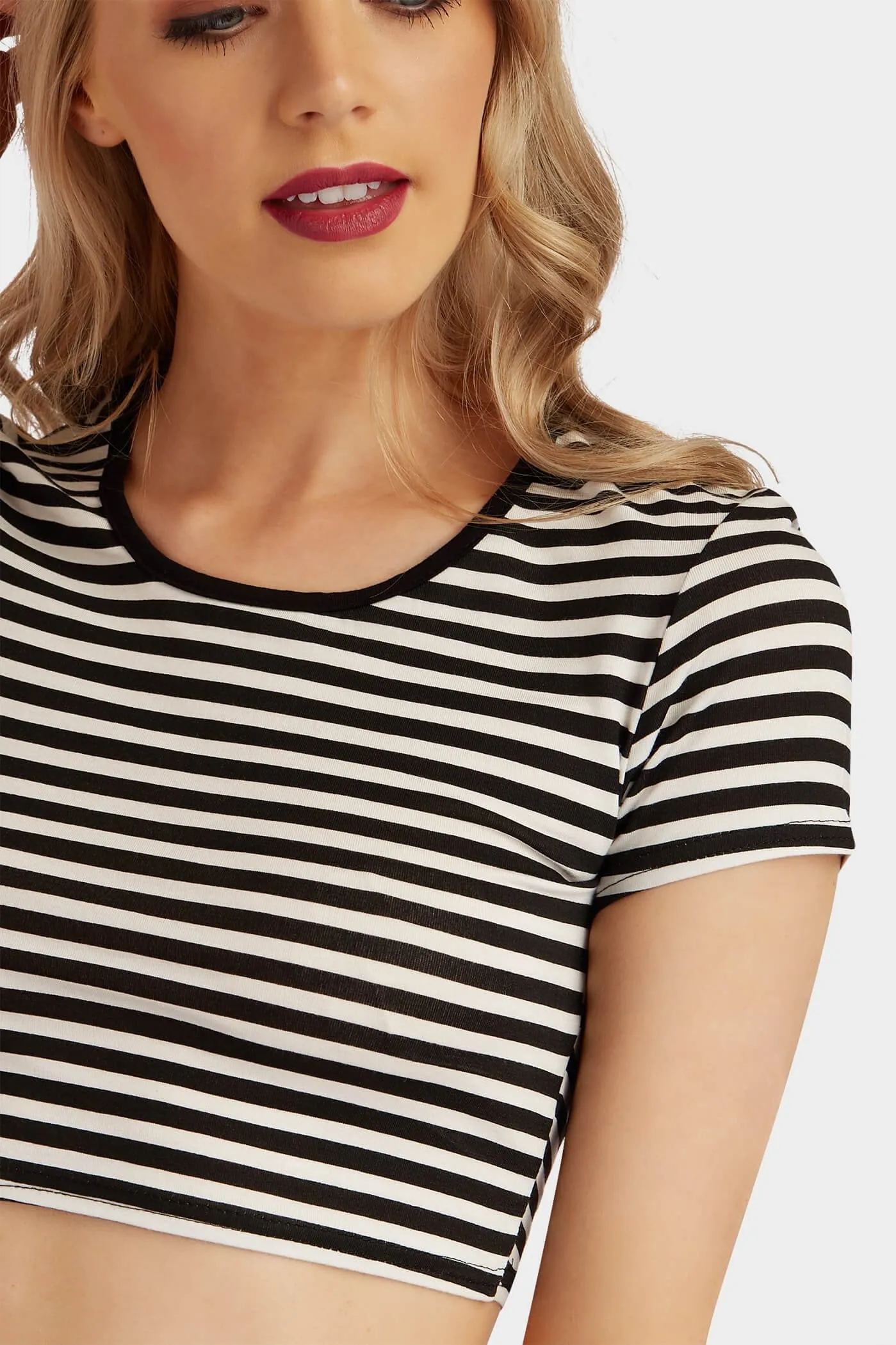 Black Basic Stripe Crop Top