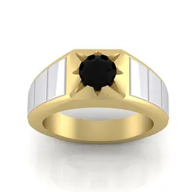 Black Diamond Men's Ring 10K Yellow and White Gold