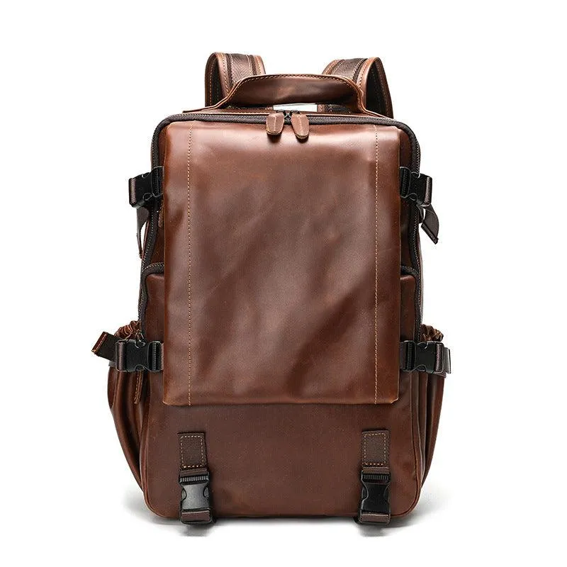 Black Leather Backpack for Women and Men Genuine Leather Travelling Bag Laptop Bag Travel Backpack Shoulder Bag Best Satchel Bag