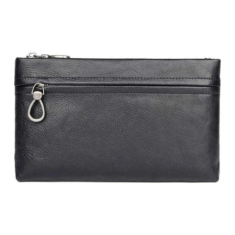 BLACK MENS LEATHER Yellow SLIM ZIPPER CLUTCH WRISTLET PURSE BAG CLUTCH BAG FOR MEN