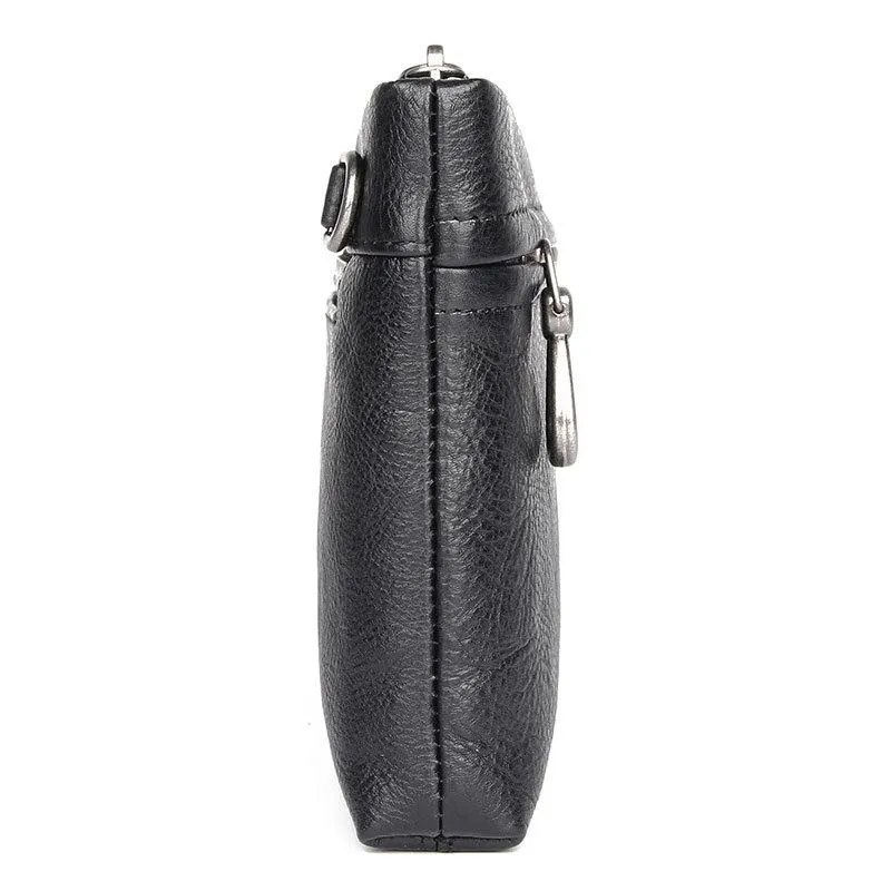 BLACK MENS LEATHER Yellow SLIM ZIPPER CLUTCH WRISTLET PURSE BAG CLUTCH BAG FOR MEN