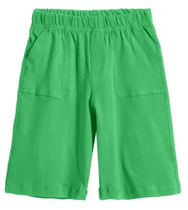 Boys Soft Cotton UPF 50  3 -Pocket Jersey Shorts | Elf Green