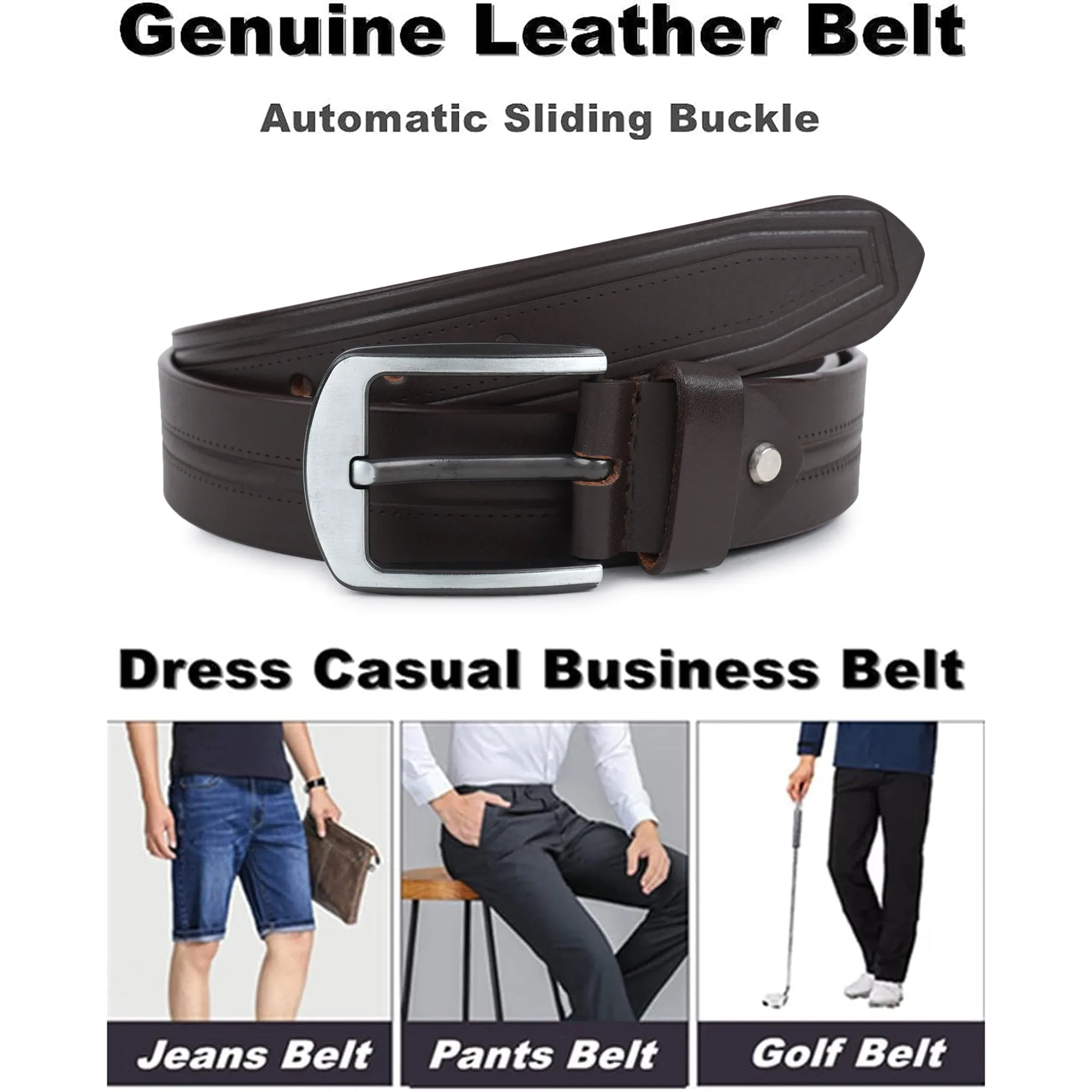 CIMONI Genuine Leather Men's Belt A Perfect Blend of Casual Wear - Metal Buckle Belts ( 1 Year Gurantee)