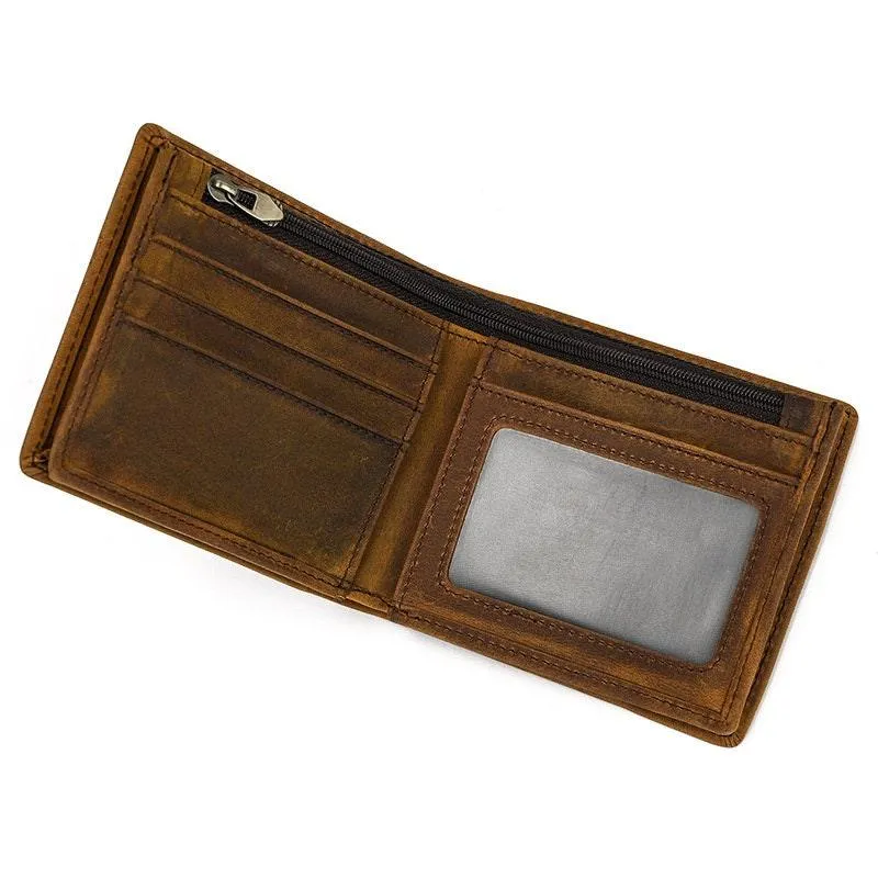 Classic Men's Full Grain Leather Wallet, Leather Coins Purse, Unisex Bifold Wallet, Great Gift Idea for Men Best Man Groomsmen Father's Day