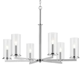 Crosby 32" 6-Light Chandelier 1-Tier with Clear Glass, Chrome Finish