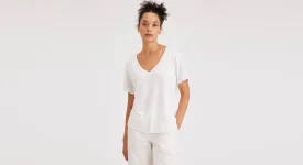 Deep V-Neck Tee, Regular Fit