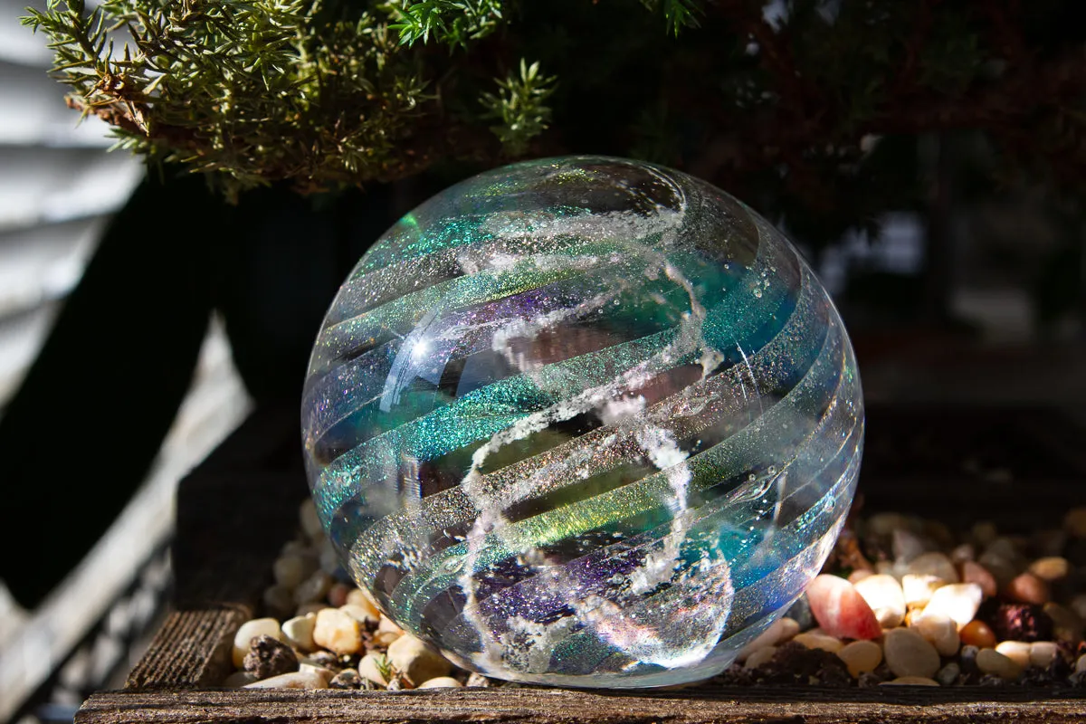 Dichroic Rainbow Orb with Cremains