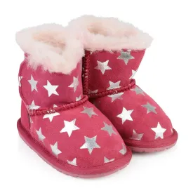 EMU AUSTRALIA Deluxe Wool Baby Walker Winter Boots in Starry Night Fuschia