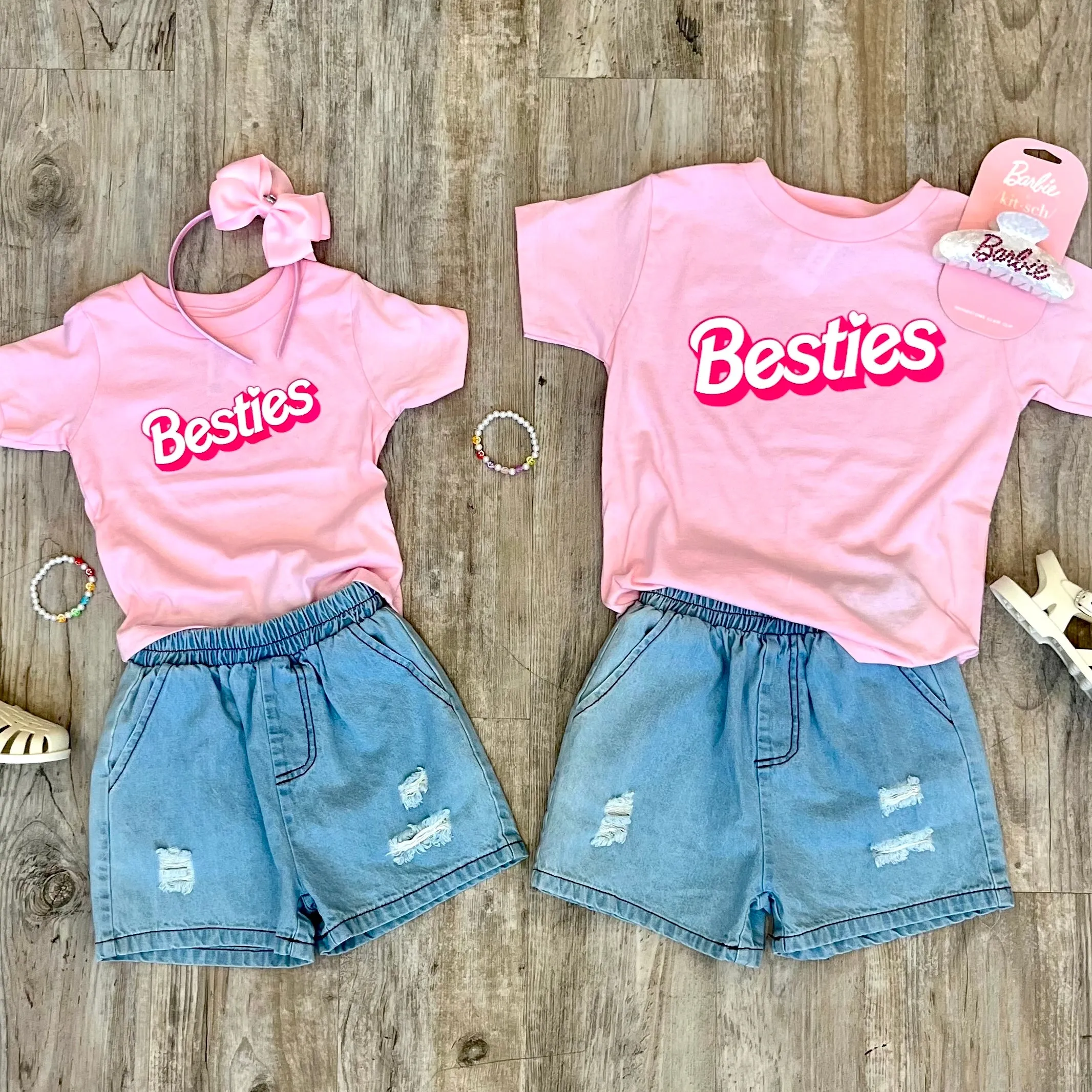 Girls Besties Barbie Pink Tee