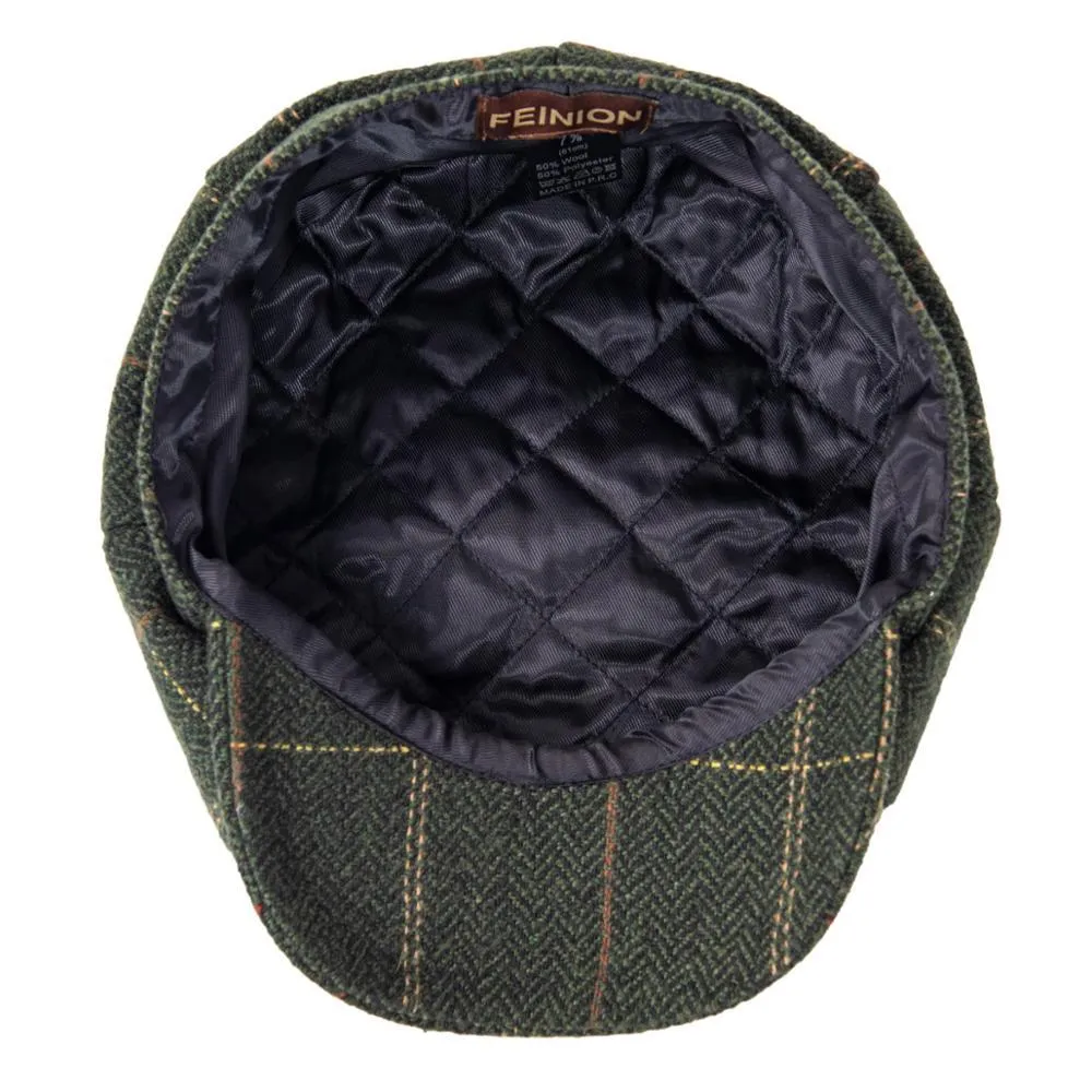 Herringbone Plaid Tweed Newsboy Cap