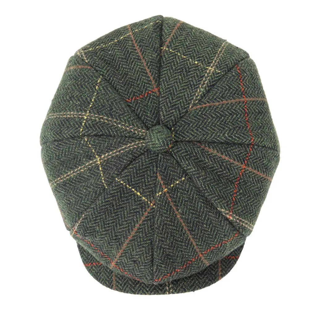 Herringbone Plaid Tweed Newsboy Cap