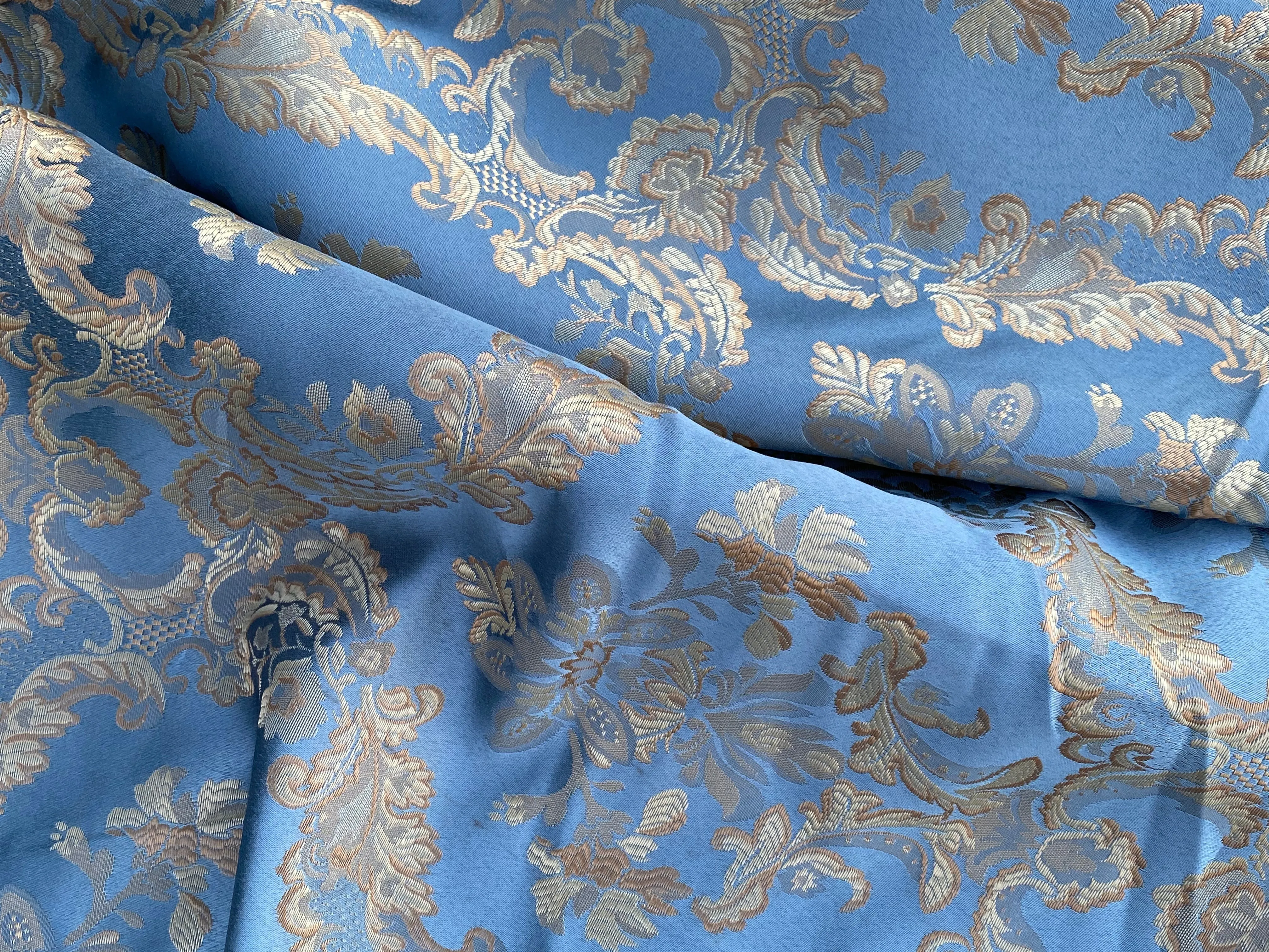 Lucas Satin Medallion Sky Blue Fabric