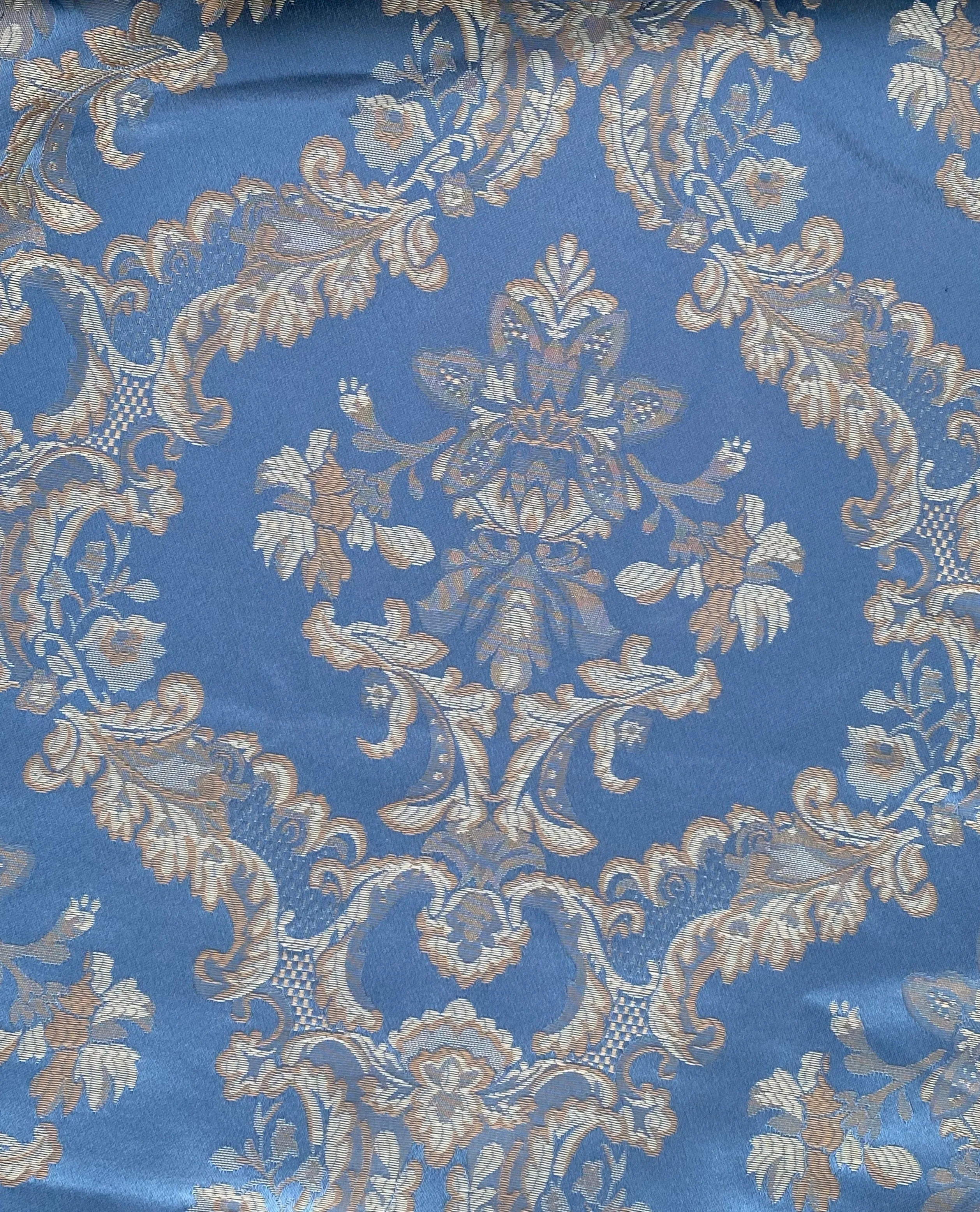 Lucas Satin Medallion Sky Blue Fabric