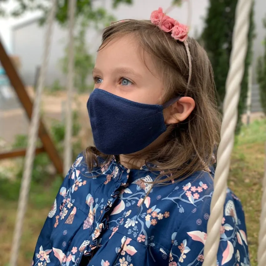 Mask | Oval | Night Blue | Kids 6-9 | 2-Layers | Soft Cotton