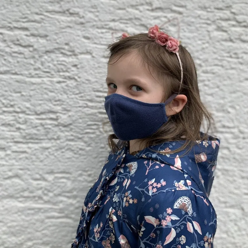 Mask | Oval | Night Blue | Kids 6-9 | 2-Layers | Soft Cotton