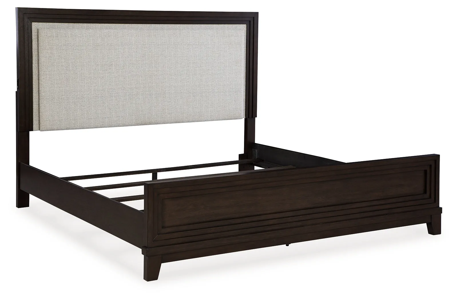 Neymorton King Upholstered Panel Bed with Dresser and 2 Nightstands in Dark Grayish Brown