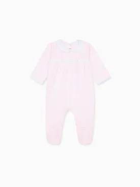 Pink Rosalia Smock Baby Girl Sleepsuit