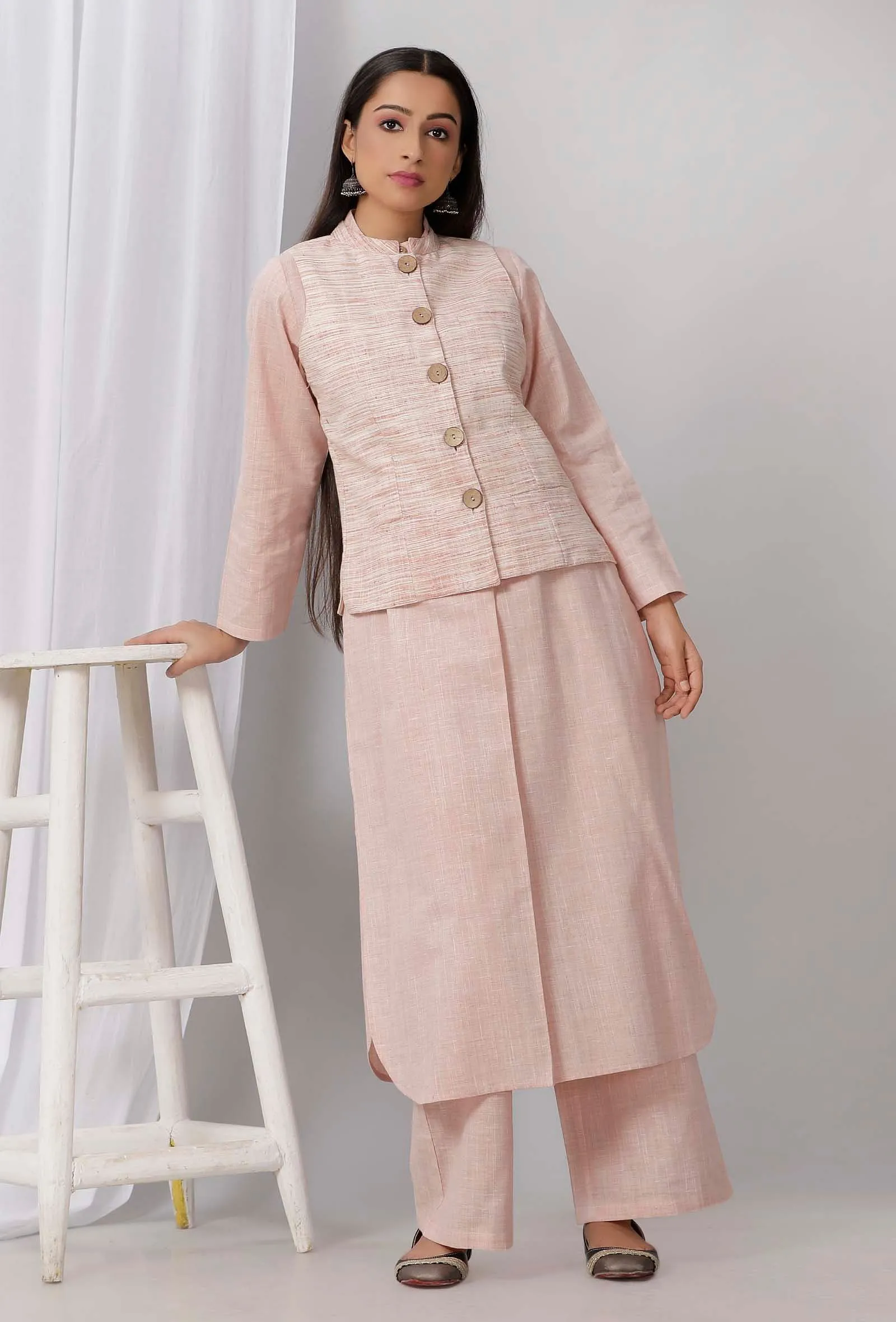 Pink Sleeveless Nehru Jacket