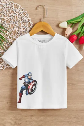 Polo Republica Boy's Superhero Captain America Printed Tee Shirt