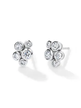 Raindance Medium Cluster Platinum Diamond Stud Earrings