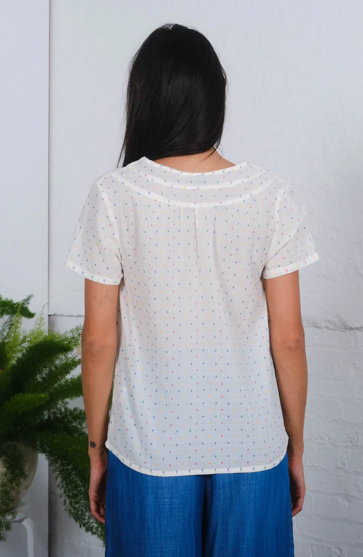 Sabrina Top in Dotty Dobby Print