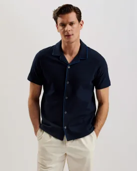 Selar Ss Regular Button Through Shirt Navy