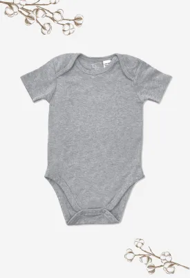 Short Sleeve Baby Bodysuit - 100% Organic Cotton - Grey Melange