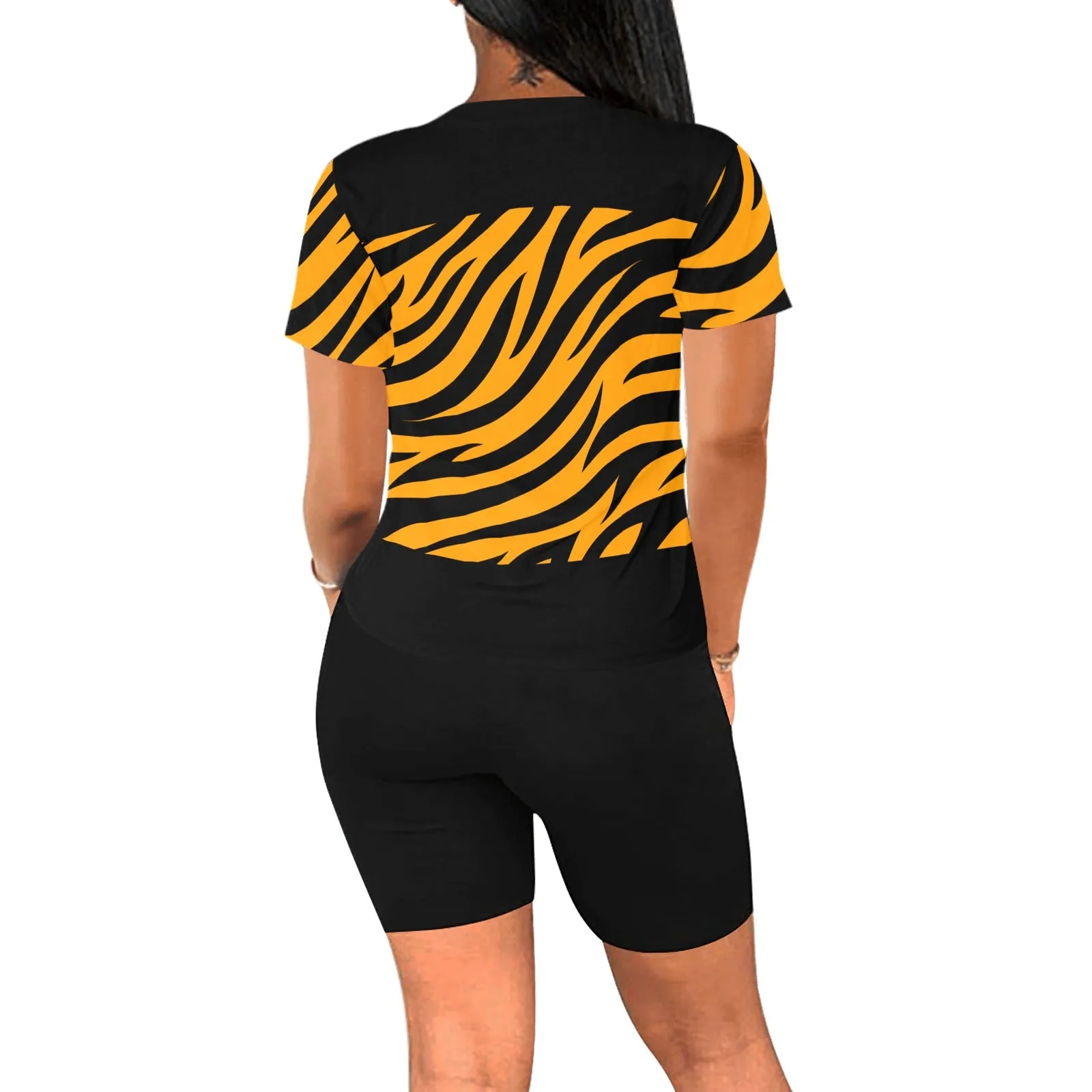 Tiger Print Women's Short Yoga Set