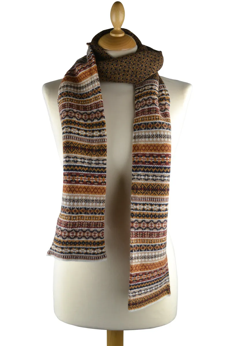 Tweed Fair isle scarf - Gold