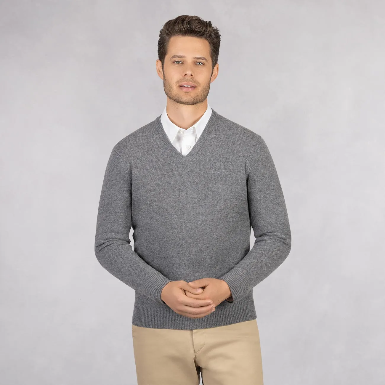 Wool Pullover V Neck Men